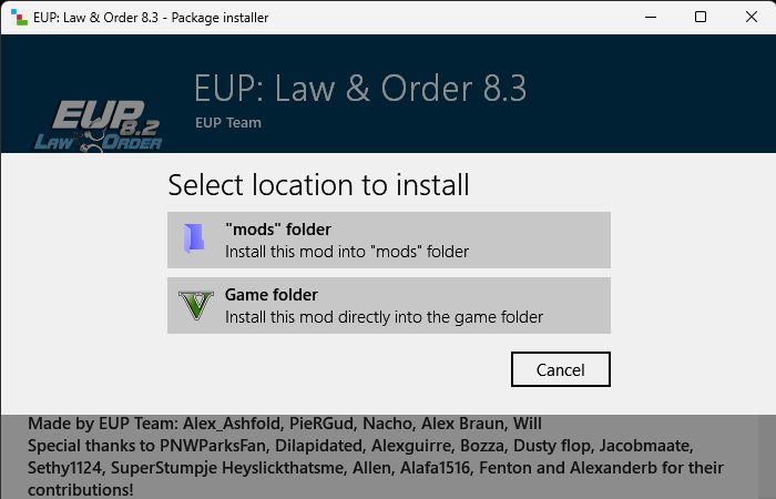 EUP Law &amp; Order 8.3 reference